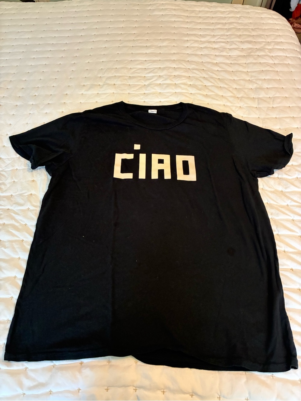 Clare V. Black "CIAO" Graphic Tee size L
